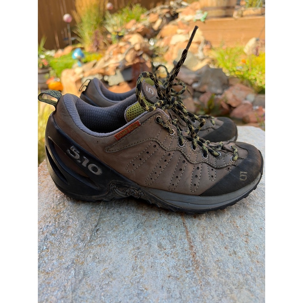 Five Ten Camp Four Mens 8 Brown Lime Green Stealth Rubber Approach Hiking Shoes